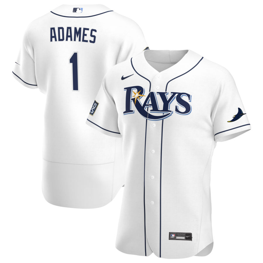 Tampa Bay Rays #1 Willy Adames Men Nike White Home 2020 World Series Bound Authentic Player MLB Jersey